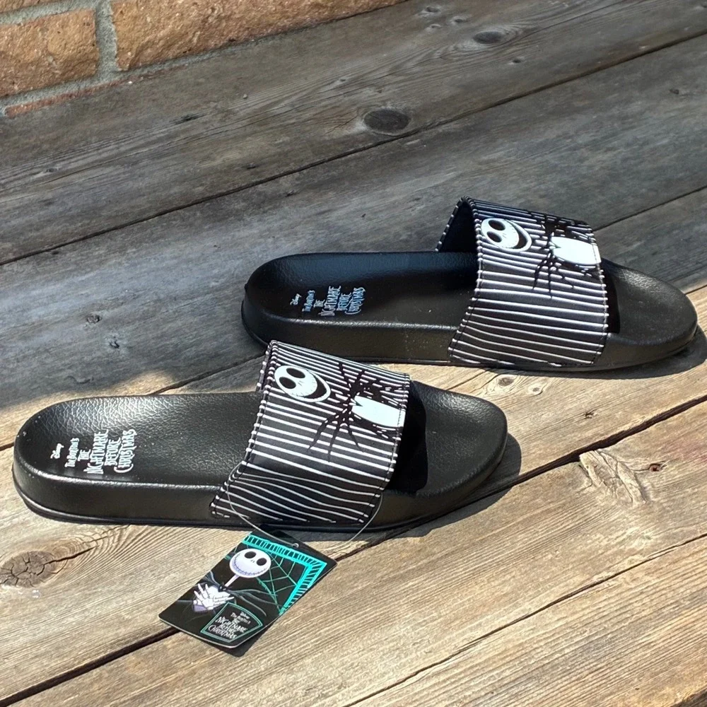 NWT Disney Nightmare Before Christmas Jack Skellington Slides Sandals Size 8/9